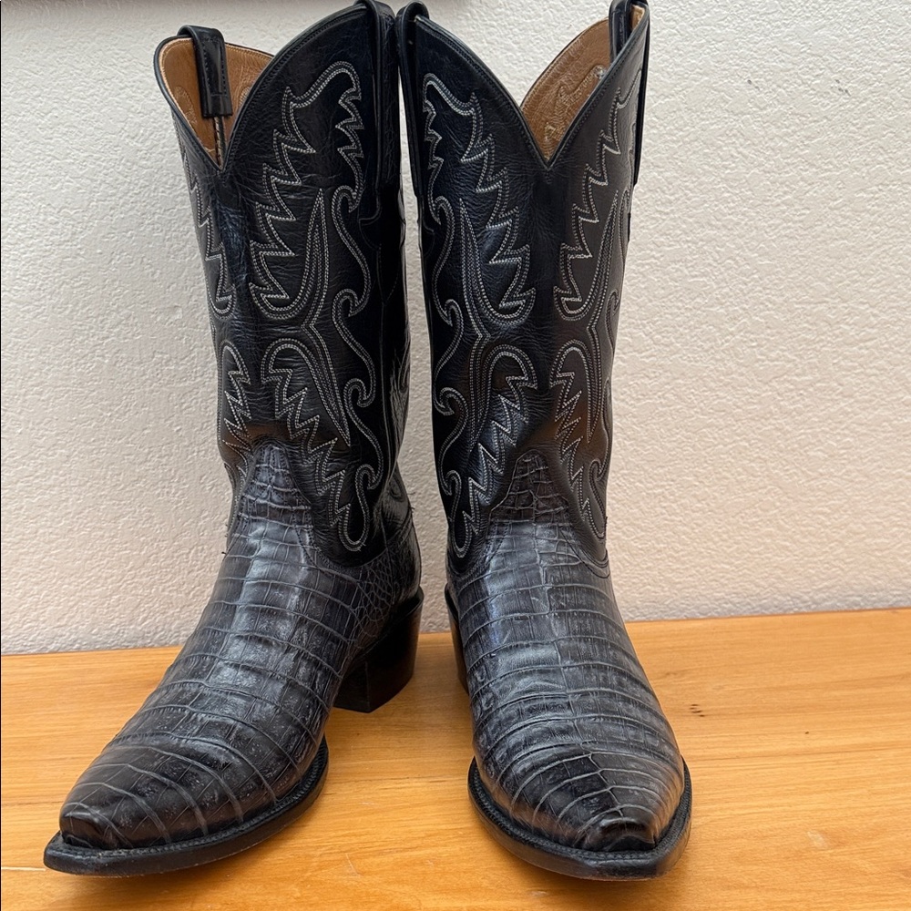 Lucchese Men’s Handmade Classics Distressed Caiman Belly Distressed Cowboy Boots